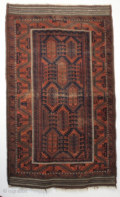 A splendid and very attractive Qalamdani Baluch. Second half 19th century. 3-8 x 6-3 ft.                  