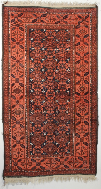 A radiant Janbeki Baluch; Circa the late 19th century. In great condition with a lush, full pile. 3-2 x 5-5 ft.            