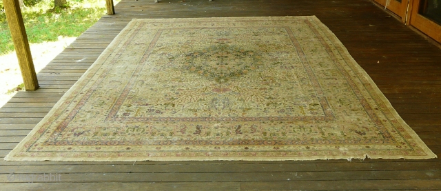 ANTIQUE ROOM SIZE ISFAHAN PILE RUG 1920's
Measures 350cm x 256cm (11ft 6.7 inches x 10ft 1 inches)
         In my opinion, based on my long  ...