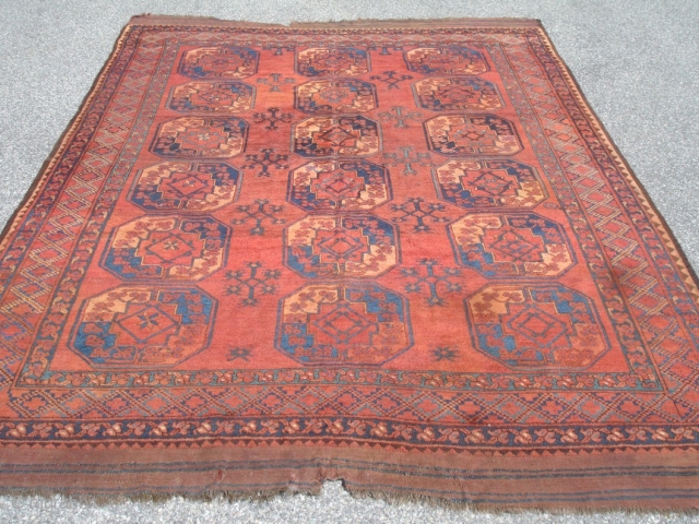 7' 6'' x 11' 1'' - c. 19th Century Afghan - Good Colors.  $2,250.                  