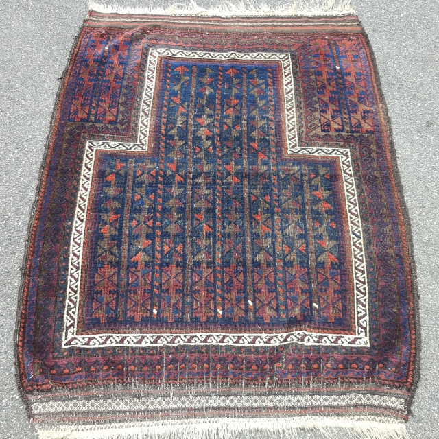 fine Baluch prayer 3'5" x  4'7" no repairs, good colors 19th century                    