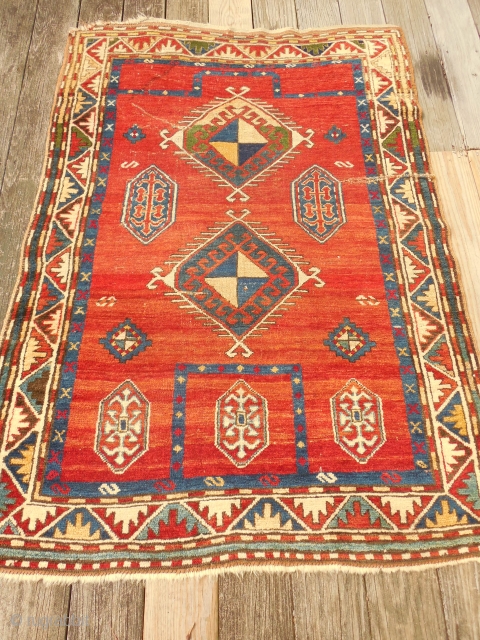 KAZAK PRAYER RUG-EXCELLENT PILE- LARGE SIZE -4 X 6 1/2 FT                      