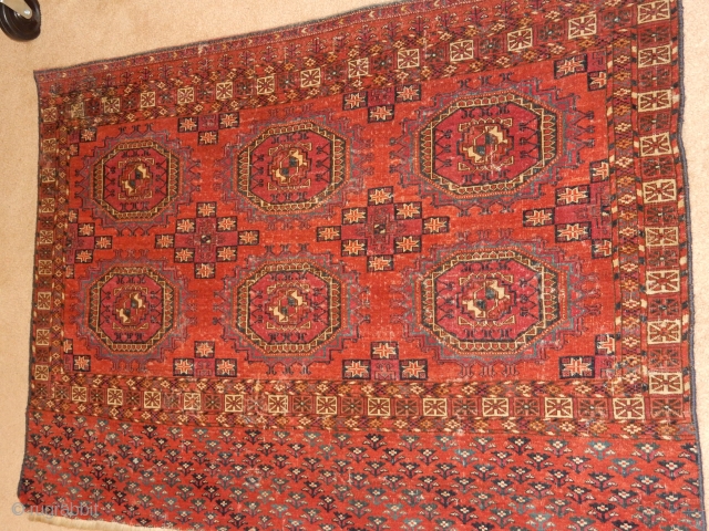 40% PRICE REDUCTION -2 REPAIRS AS SHOWN
NOW EBAY ITEM#233111830135
THE HANDLE OF THIS OLD TEKKE CHUVAL IS LIKE VELVET .
IT HAS YELLOW HIGHLIGHTS IN THE LITTLE FLOWERS . THE BEST BLUE DYE WAS  ...