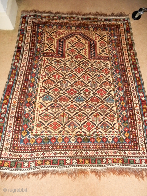 MARASALI SHIRVAN - ALL ORIGINAL AND COMPLETE WITH THE BRAIDED ENDS AND GOOD SIDES-
ALL NATURAL DYES - LARGE 4 X 5 FOOT SIZE- RIGHT OFF THE WALL OF A FINE PRIVATE COLLECTION  ...
