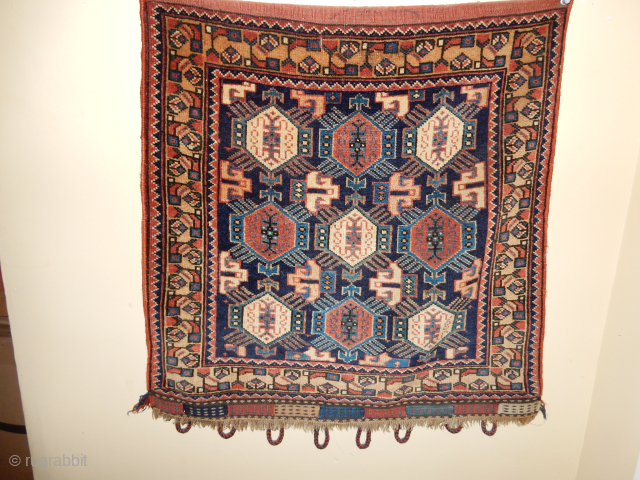 Boylston Associates . com SOUTH PERSIAN COMPLETE BAG WITH VIBRANT RED FLAT WOVEN BACK PRESENT FULL PILE MINT CONDITION              