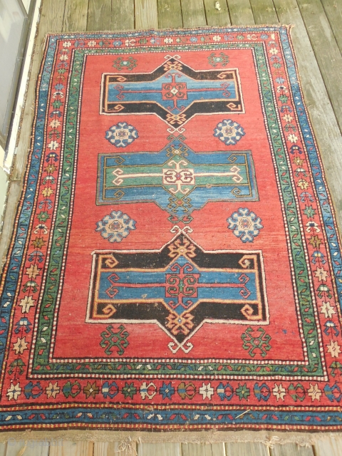 KAZAK LARGE 55 X 83 INCH SIZE

ORIGINAL AS FOUND CONDITION                       