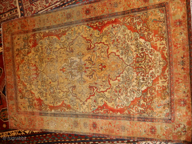 OLD KASHAN WITH PURPLE SIDE OVERCASTING , 5 X 7 FT SIZE ,                    
