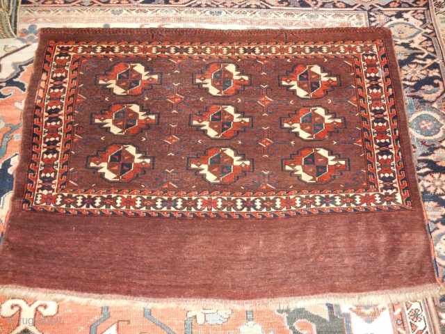  YOMUD  - MID 19TH CENTURY-TEKKE TORBA !!
FULLEST PILE ,  , BEST WOOL QUALITY-

  NATURAL  DYES,  
REALLY FINE BALANCE AND EXECUTION OF ALL DESIGN ELEMENTS -
SIZE OF  ...