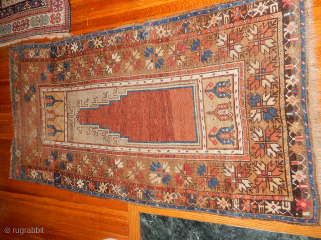 3 x 6 ft ANATOLIAN PRAYER RUG ALL ORIGINAL SOME WEAR TOP END $350 INCL USA SHIPPING                