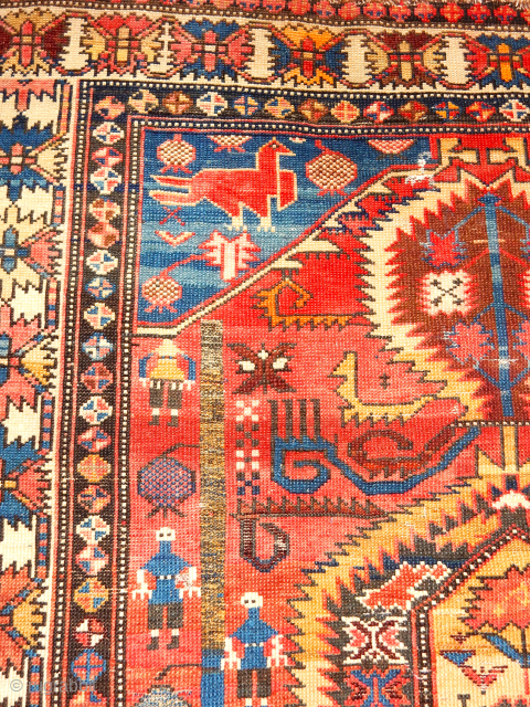 SHIRVAN WITH THE BEST FOLK ART DESIGN 
BOYLSTON ASSOCIATES ANTIQUE CAUCASIAN RUGS .COM                    