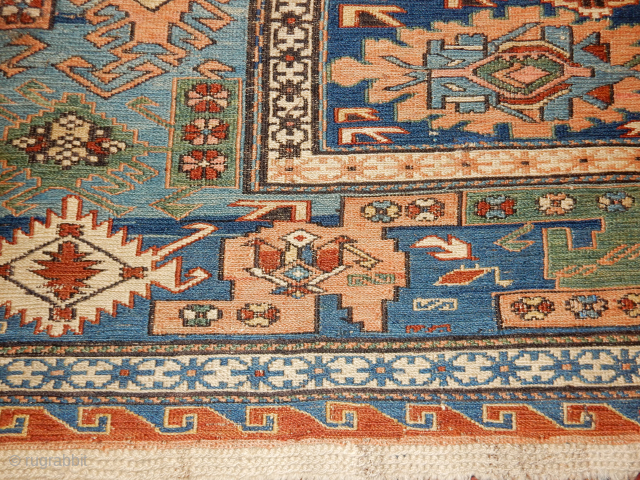 76 X 108 INCH SUMAK IN SUPERB CONDITION WITH A DRAGON INSPIRED BORDER ALL GOOD DYES NO ORANGE BOYLSTON ASSOCIATES ANTIQUE CAUCASIAN RUGS .COM     THE FIRST PHOTO ARE  ...