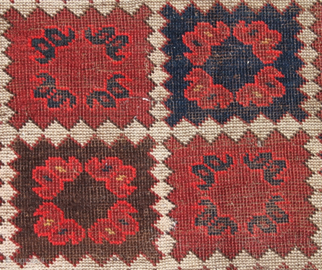 19th Central Asian Turkmen Beschir Rug Fragment. 172 cm. x 134 cm. { 4.39" x 5.64" foot }               