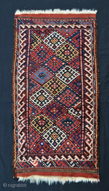 Attractive Kordi soumak panel, Quchan region of north-east Persia circa 1900.
69 x 36cm (2'3" x 1' 2").
                