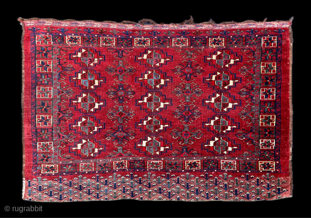 Ersary Turkmen chuval 0.95 x 1.45m (3' 1" x 4' 9") in excellent overall condition and circa third quarter 19th century. Posted on my website in Summer Sale www.brianmacdonaldantiquerugs.co.uk    