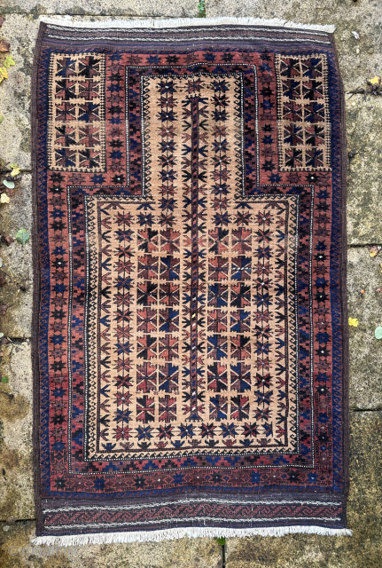 To clear, very nice Baluch prayer-rug with natural camel-hair ground with tree-of-life.
Very good condition - bargain price plus shipping.
Please email: brianmacdonaldrugs@gmail.com            