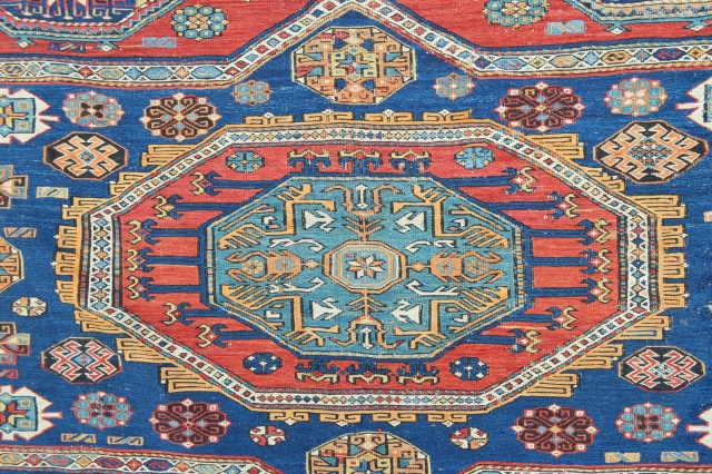 Attractive Soumack carpet, as found,  in overall good condition with minor areas requiring restoration 3.20m x 2.24m.               