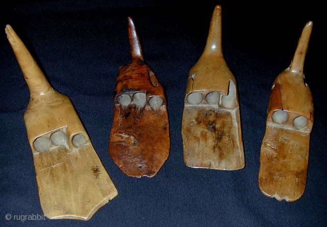 Collection of 4 Old Anatolian 'Ellik' (finger extensions used for harvesting).                      