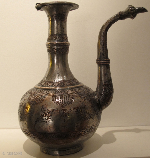 Bukhara Ewer. Late 19th C. Tinned copper. Height 34 cms. Weight c. 2 kgs. Very good condition.                