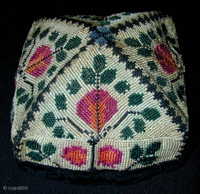 Tashkent Woman's Embroidered Skullcap. Mid-20th century or earlier.                         
