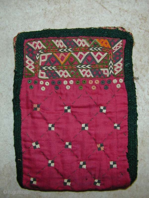 Turkmen Chodor Small Embroidered Bag. Early 20th c. 19 x 15 cms.                     