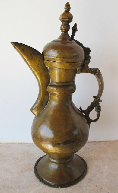 Brass Ewer. Environs of Bukhara. 19th C. H = 30 cms. Superb patina.                    
