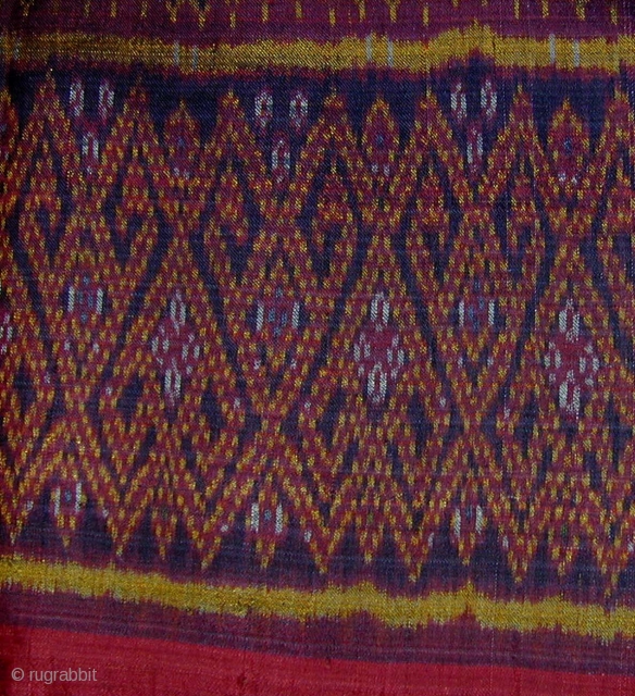 Cambodian Silk Ikat(Sampot Hol). Circa 1900. 230 x 86 cms. Great condition.                     