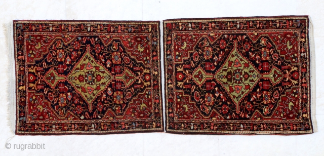 Pair of Jozan pushtis (mats), ca. 1930. 60 x 153 cm (2' x 5'1"). All natural colours, still attached on the same warps as woven. Excellent condition.      