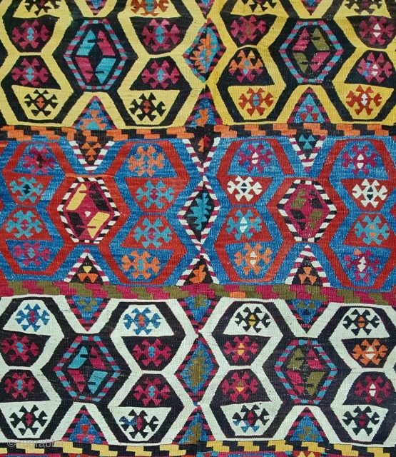 Konya great kilim. Cm 140x380. Datable mid 19th century. Konya area. In very good condition. Fantastic natural saturated colors. Go & see the details, you'll love it. Interesting price. Apply here pls:  ...