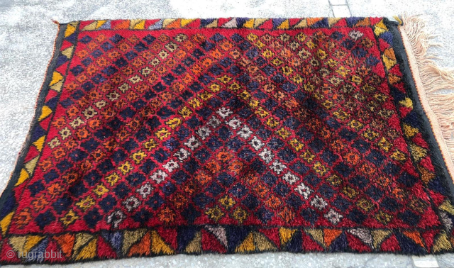 Konya Yatak or sleeping rug. 
Size is cm 132x186. 
Age is beginning 20th century. 
Great size, great beauty, great high wool, great, cool pattern. 
High pile.
Lovely color combination.
Very good condition.  
Undergone  ...