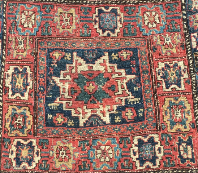 TOP
Shahsavan
Lesghi Star❤️
Sumack bag face
Cm 52x54. Mid or first half 19th century. Very rich, very primitive weaving, very beautiful saturated natural dyes. In good condition, no restorations, no holes, no painting...
Out from different  ...