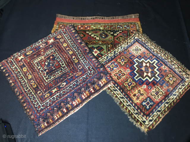 3 beautiful vanity bags/chanteh/khorjin face from Iran & Turkey.
Sizes are cm 34x36, 38x38, 40x44
All 3 are 80 to 100 years of age.
Condition as you see in the pics.
Prices are reasonable: all 3  ...