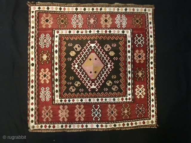 This antique Sumack Khorjin bag face is a finely crafted tribal weaving, likely dating from the early 20th century or possibly earlier. Measuring approximately 56x56 cm, it is attributed to the Kurdish  ...