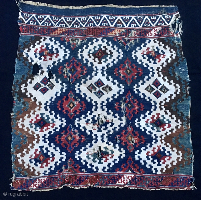 East Anatolian Sinanli heybe bag face. Cm 70x75. Rare and beautiful. Can you see the holes, the tears?.....I don't...I can see a wonderful pattern, a fantastic size and color balance, some awesome  ...
