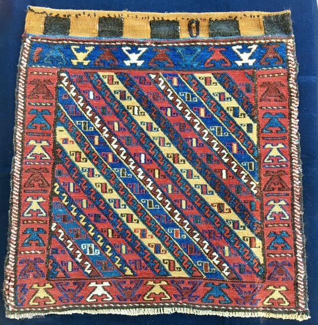 One more Shahsavan bag face! 
Great bag, size is cm 60x60 ca, age is end of 19th century roughly. 
In good condition. 
If interested please email carlokocman@gmail.com      