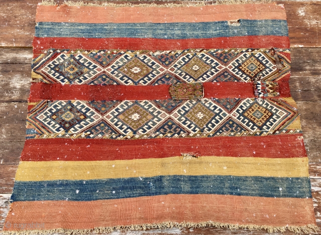 That’s it! A glorious East Anatolia cuval/storage bag. Cm 112x134. Easily datable to 1880s if not much earlier as somebody said. Great, awesome, super colors. In the center you can see two  ...