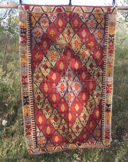 Have a look. This Western Anatolia, most likely Aydin kilim, is imho nothing special but has an interesting story behind. There was this lady living in the palace right in front of  ...