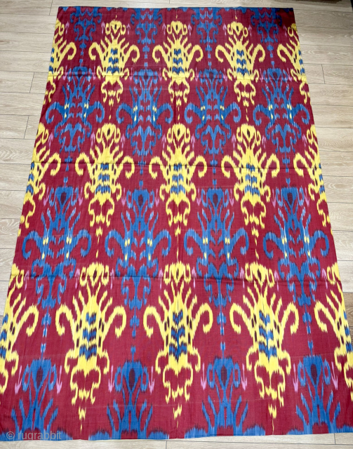 Two contemporary silk ikat panels woven in Uzbekistan.
Sizes are cm 130x210 and 170x170. Available. Beautiful. In lovely condition.
Prices are right. Shipping by Ups at cost price.
Email carlokocman@gmail.com      