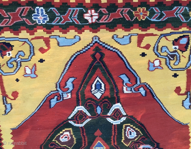 Central Anatolia Dobag era kilim. Cm 140x205. Best wool, best colors, best weaving. Fantastic yellow, green, madder red, etc..... 16th century rug pattern.
Never used, in top conditions. Reasonably priced: € 999 plus  ...