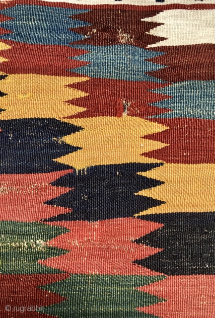 Qashqai kilim fragment. Cm 43x75. At least end 19th c. Very very fine weaving. Super natural saturated colors. A real small jewel.           