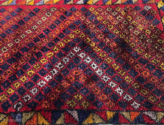 This Yatak or sleeping rug is from Konya area. Size is cm 132x186. Great size, great, unusual pattern. High pile, lovely color combination, very good condition. Colors: imo some are natural, some  ...