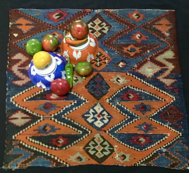 Turkey. Central Anatolia. Aksaray?, Karapinar?
Kilim fragment.
Cm 68x74
Old enough to be antique.
Power & Nature, Ram horns & Stars
Available by DM or emailing to
carlokocman@gmail.com           