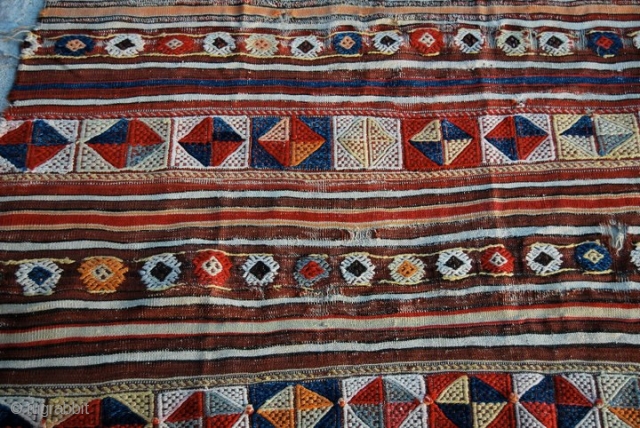 Western Anatolia, probably Bergama area, kilim with cicim brocade - second half 19th century -great, bright, strong dyes - For more pics have a look at this facebook link: http://www.facebook.com/album.php?aid=195084&id=579403491
See a very  ...