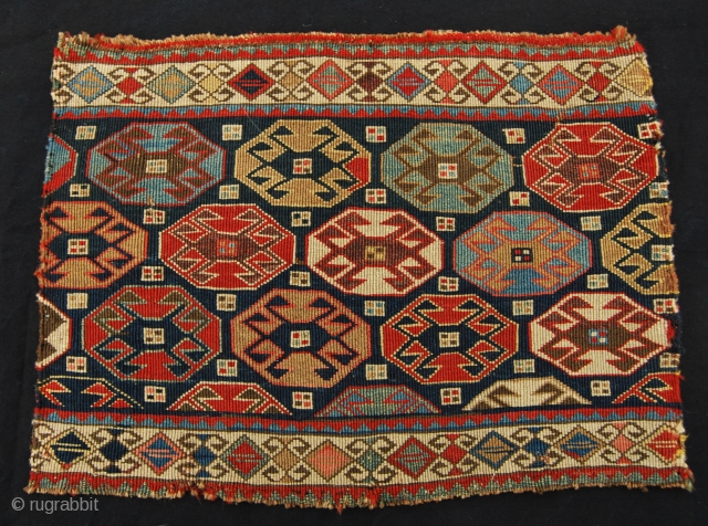 Beautiful, colorful Shahsavan reverse sumack mafrash end panel. Cm 41x55 ca. Datable 1870/1890. In very good condition. Gorgeous dyes, but….(not really sure?!)... a small fuchsine spot.... I'm nor a "color integralist"…..I think  ...