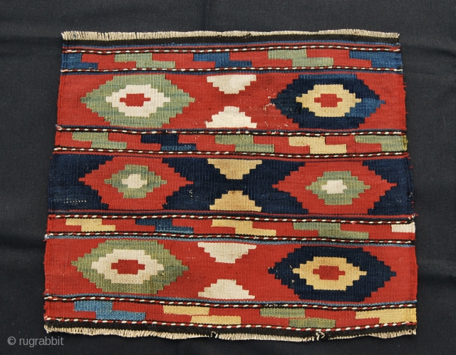 Caucasian, probably Kazak Bordjalu, flatweave mafrash end panel. Cm 43x49 c. Late 19th/early 20th c.                  