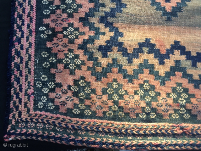 Afshar sofra at cost price. Cm 120x125 ca. Probably early 20th c. Great weaving.  Condition issues: a couple of stains, it needs more washing. Was 360€, now € 180 plus ups  ...