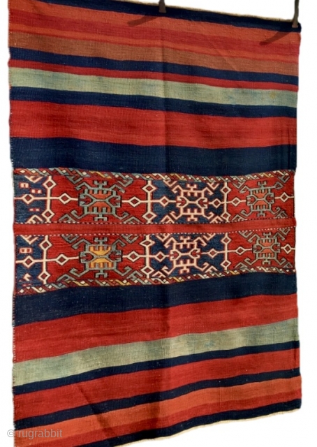 Turkey. East Anatolia, Adiyaman mountains open storage bag or cuval. Cm 105x160 ca. Late 19th, early 20th c. Great natural dyes. Archaic, interesting pattern, great graphics. Good condition. 

Email carlokocman@gmail.com   
