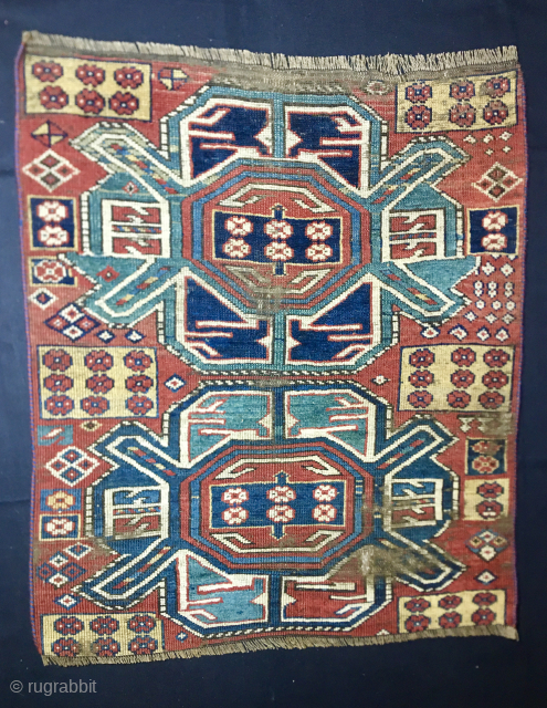 KASIM USHAG KARABAGH RUG FRAGMENT

Out of the blue came this lovely Caucasian rug fragment from Karabagh.
The size is cm 75x90 ca and it appears well proportioned.
Age I would say it could be  ...
