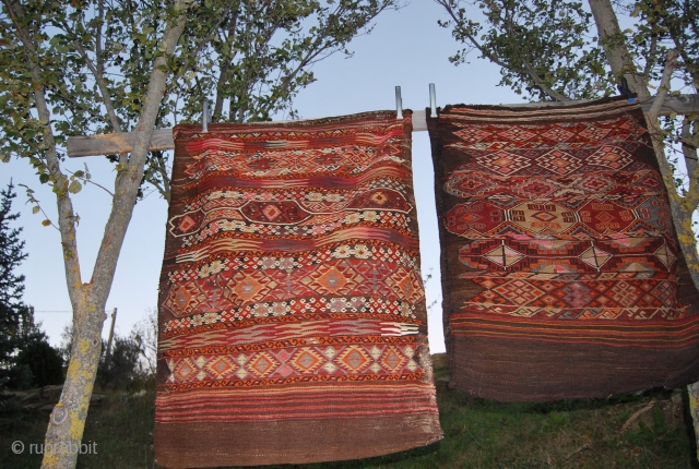 2 Mut cuvals/storage bags - 1st quarter 20th century  ca. - sheep wool & goat hair - Sizes are: cm 90x116 and 100x135 - 
       