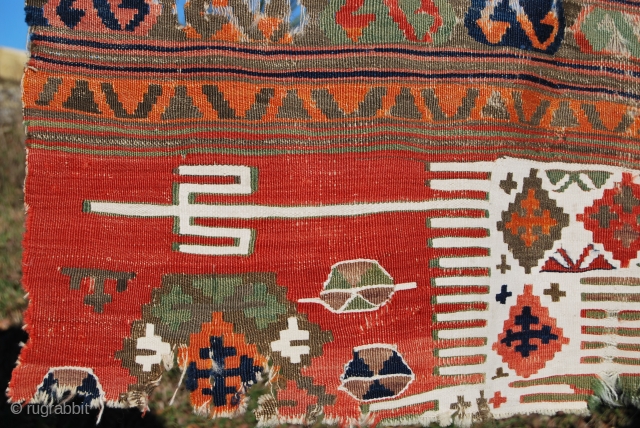 Konya Kilim Fragment. Cm 65x140. Second half 19th century. Wool & cotton. Lots of lovely colors. Pls see more pics on my fb page: https://www.facebook.com/media/set/?set=a.10153061594504258.1073741999.358259864257&type=1
        