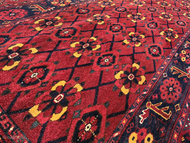 Turkmen Beshir Mina Khani design pile cuval face. 
Look at the unusual dimensions: cm 105x180 ca. 
Probably 1880sh, but certainly end of the 19th century.
Big size, very tight weave, very heavy, great  ...